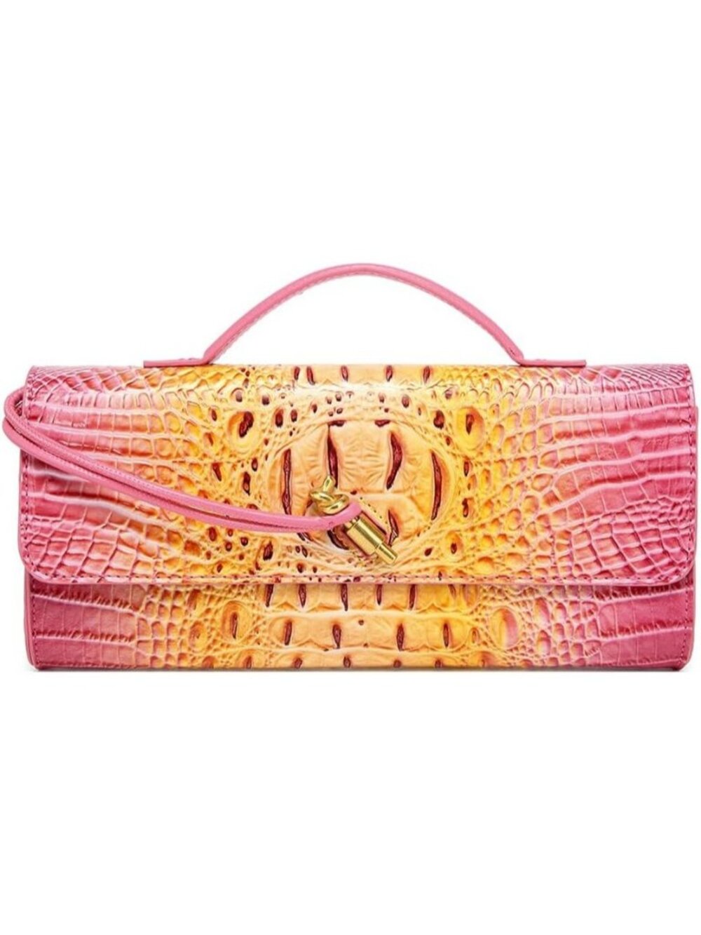 Womens Colored Azalea Vegan Leather Clutch Purse Crocodile Evening Crossbody Bag